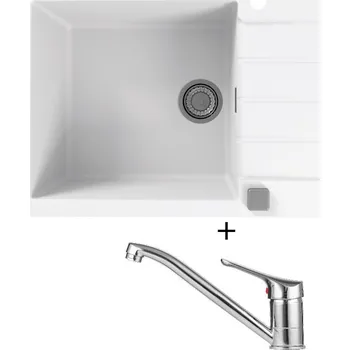 Granitový dřez Granitový dřez SET Alveus CADIT 40 white 11 + Alveus RIVIERA X chrom
