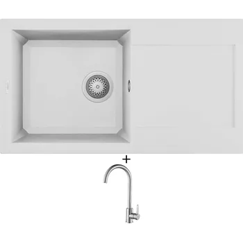 Granitový dřez Granitový dřez SET Elleci EASY 290 G68 bianco titano + Laveo BONA BAB 268D nerez