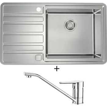 Nerezový dřez Nerezový dřez SET Alveus RANDO 50 nerez odkap vlevo + Deante CORIO BFC 060M chrom