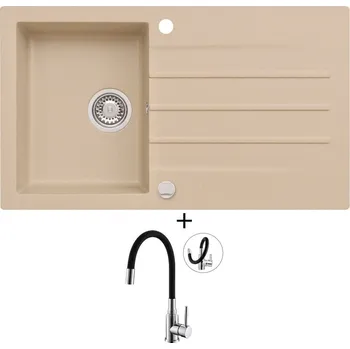 Granitový dřez Granitový dřez SET Alveus CORTINA 130 beige 55 + Alveus MINTAS chrom/černá