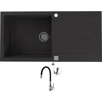 Granitový dřez Granitový dřez SET Alveus CADIT 50 black 91 + Alveus MINTAS chrom/černá