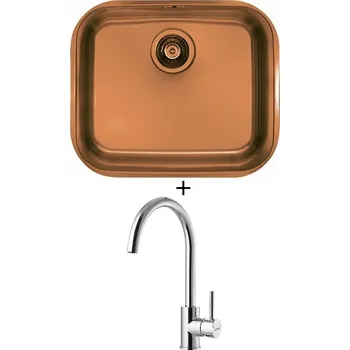 Granitový dřez Dřez pod desku SET Alveus VARIANT 10 Monarch copper + Alveus ROXA chrom