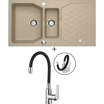 Kuchyňský dřez Granitový dřez SET Alveus SENSUAL 70 pebble 02 + Kuchinox ELZA BKE 761 chrom/černá