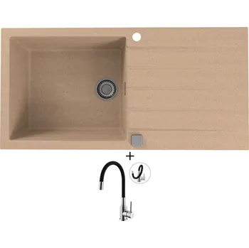 Granitový dřez Granitový dřez SET Alveus CADIT 50 beige 55 + Alveus MINTAS chrom/černá