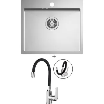 Nerezový dřez Nerezový dřez SET Alveus QUARTO 10 nerez + Kuchinox ELZA BKE 761 chrom/černá