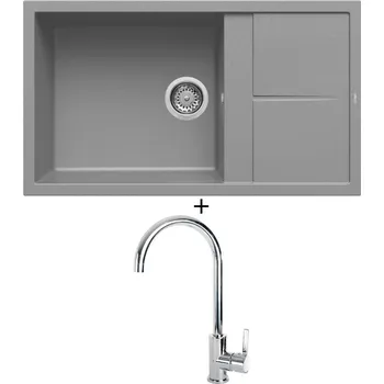 Granitový dřez Granitový dřez SET Elleci UNICO 410 G48 cemento + Elleci C01 CADDY chrom