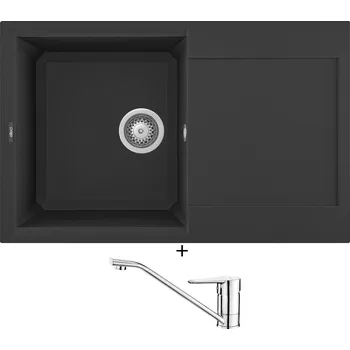 Granitový dřez Granitový dřez SET Elleci EASY 300 G40 full black + Deante CORIO BFC 060M chrom