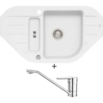 Granitový dřez Granitový dřez SET Alveus NIAGARA 60 white 11 + Deante CORIO BFC 060M chrom