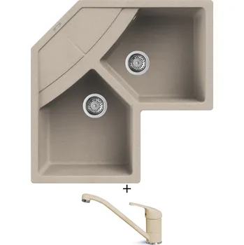 Granitový dřez Granitový dřez SET Elleci UNICO CORNER G51 avena + Elleci MINERVA G51 avena