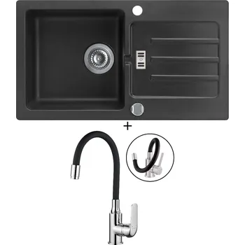 Granitový dřez Granitový dřez SET Alveus VICTORIA 30 black 91 + Kuchinox ELZA BKE 761 chrom/černá