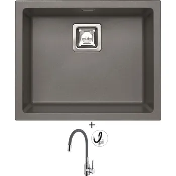 Granitový dřez Dřez pod desku SET Alveus QUADRIX 50 U steel 04 + Alveus MINTAS chrom/šedá