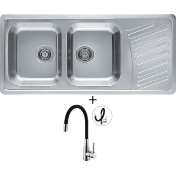 Granitový dřez Nerezový dřez SET Alveus ELEGANT 70 nerez + Alveus MINTAS chrom/černá