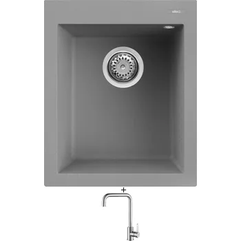 Granitový dřez Granitový dřez SET Elleci QUADRA 100 G48 cemento + Laveo BONA BAB 265D nerez