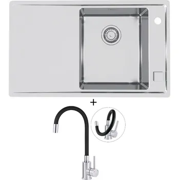 Nerezový dřez Nerezový dřez SET Alveus STRICTO 10 nerez odkap vlevo + Deante NEO LUNO BOC B720 nerez