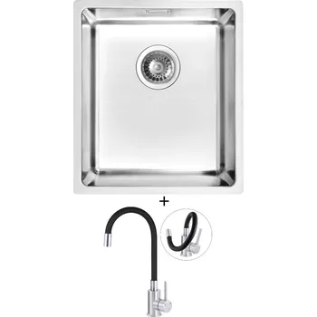 Granitový dřez Dřez pod desku SET Alveus KOMBINO 20 U nerez + Deante NEO LUNO BOC B720 nerez