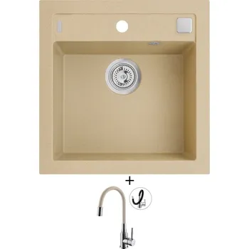 Granitový dřez Granitový dřez SET Alveus FORMIC 20 beige 55 + Alveus MINTAS chrom/béžová