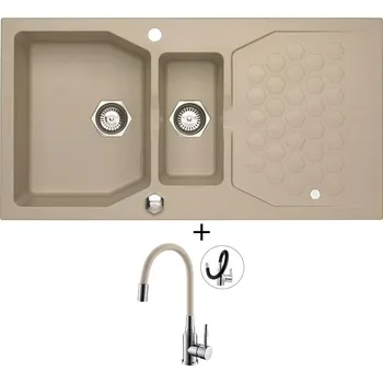 Granitový dřez Granitový dřez SET Alveus SENSUAL 70 pebble 02 + Alveus MINTAS chrom/béžová
