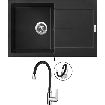 Kuchyňský dřez Granitový dřez SET Sinks ULTIMA 790 pureblack + Kuchinox ELZA BKE 761 chrom/černá