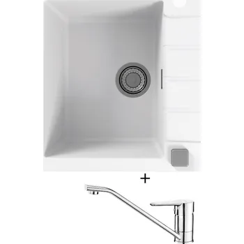 Granitový dřez Granitový dřez SET Alveus CADIT 10 white 11 + Deante CORIO BFC 060M chrom