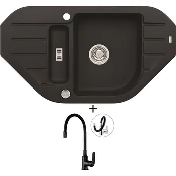 Granitový dřez Granitový dřez SET Alveus NIAGARA 60 black 91 + Kuchinox ELZA BKE B61D černá matná