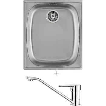 Kuchyňský dřez Nerezový dřez SET Alveus BASIC 10 fi 90 nerez + Deante CORIO BFC 060M chrom