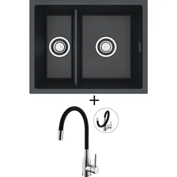 Granitový dřez Dřez pod desku SET Alveus OMNI 50 black 91 + Alveus MINTAS chrom/černá