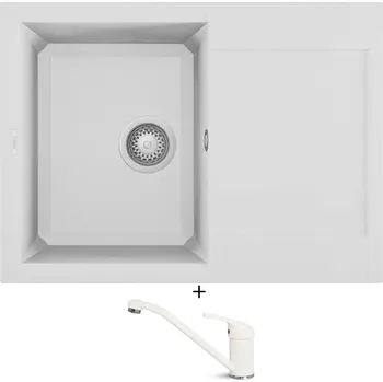 Granitový dřez Granitový dřez SET Elleci EASY 135 G68 bianco titano + Elleci MINERVA G68 bianco titano