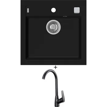 Granitový dřez Granitový dřez SET Alveus FORMIC 20 černá matná + Deante NEO BORO BMO N62M černá matná