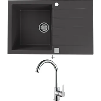 Granitový dřez Granitový dřez SET Alveus CADIT 20 black 91 + Alveus TONIA chrom