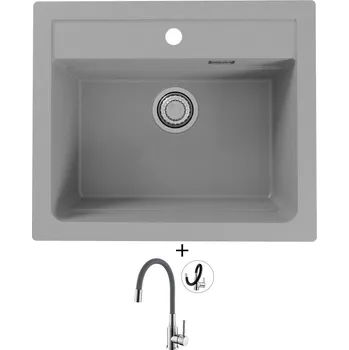Granitový dřez Granitový dřez SET Alveus ATROX 30 beton 81 + Alveus MINTAS chrom/šedá