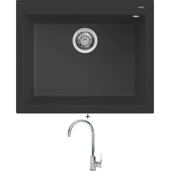 Granitový dřez Granitový dřez SET Elleci QUADRA 110 G40 full black + Elleci C01 CADDY chrom
