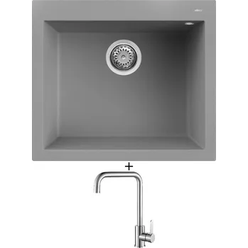 Granitový dřez Granitový dřez SET Elleci QUADRA 105 G48 cemento + Laveo BONA BAB 265D nerez