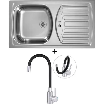 Nerezový dřez Nerezový dřez SET Alveus BASIC 150 tkaná struktura + Deante NEO LUNO BOC B720 nerez