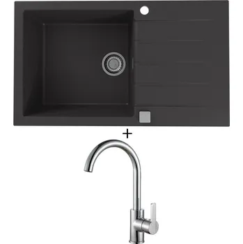 Granitový dřez Granitový dřez SET Alveus CADIT 40 black 91 + Alveus TONIA chrom