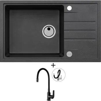 Granitový dřez Granitový dřez SET Alveus INTERMEZZO 130 black 91 + Kuchinox ELZA BKE B61D černá matná