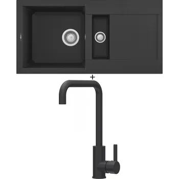 Granitový dřez Granitový dřez SET Elleci EASY 425 G40 full black + Elleci DRIVE G40 full black