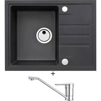 Granitový dřez Granitový dřez SET Alveus INTERMEZZO 30 black 91 + Deante CORIO BFC 060M chrom