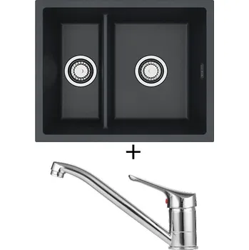 Granitový dřez Dřez pod desku SET Alveus OMNI 50 black 91 + Alveus RIVIERA X chrom