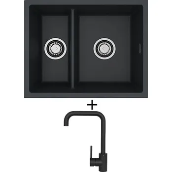 Granitový dřez Dřez pod desku SET Alveus OMNI 50 černá matná + Alveus OZ černá matná