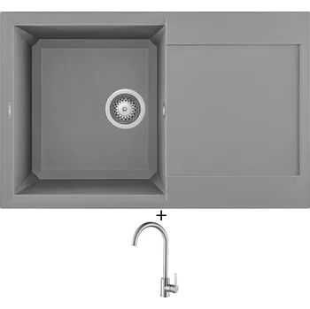 Granitový dřez Granitový dřez SET Elleci EASY 300 G48 cemento + Laveo BONA BAB 268D nerez