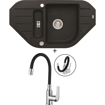 Granitový dřez Granitový dřez SET Alveus NIAGARA 60 black 91 + Kuchinox ELZA BKE 761 chrom/černá