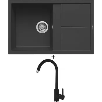 Granitový dřez Granitový dřez SET Elleci UNICO 300 G40 full black + Elleci C01 CADDY G40 full black