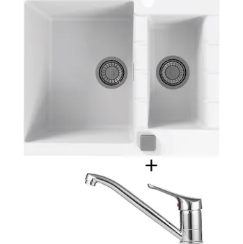Granitový dřez Granitový dřez SET Alveus CADIT 70 white 11 + Alveus RIVIERA X chrom