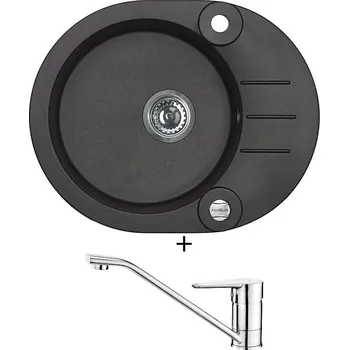 Granitový dřez Granitový dřez SET Alveus ROLL 40 black 91 + Deante CORIO BFC 060M chrom
