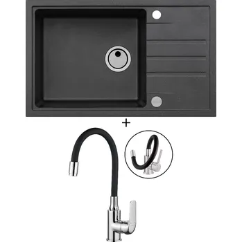 Granitový dřez Granitový dřez SET Alveus INTERMEZZO 130 black 91 + Kuchinox ELZA BKE 761 chrom/černá