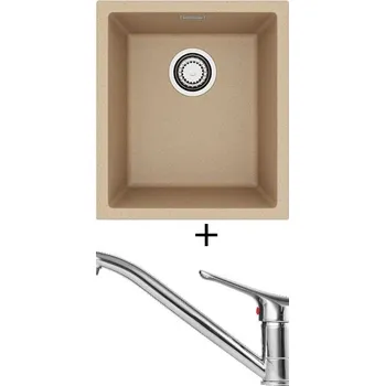 Granitový dřez Dřez pod desku SET Alveus OMNI 10 beige 55 + Alveus RIVIERA X chrom