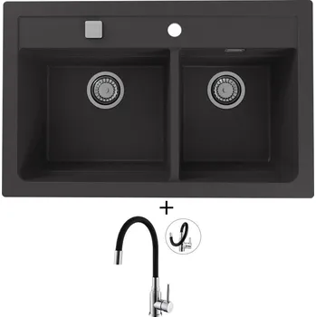 Granitový dřez Granitový dřez SET Alveus ATROX 50 black 91 + Alveus MINTAS chrom/černá