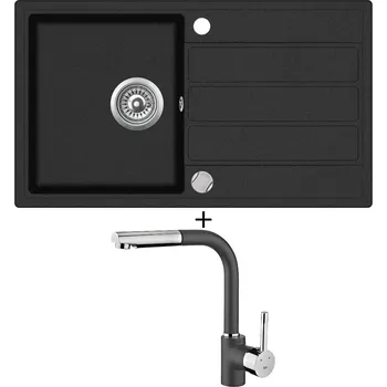 Granitový dřez SET Teka COMFOR 45 B-TQ 1B 1D černá metalická + Teka ARK 938 TG černá metalická