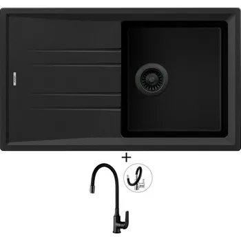 Granitový dřez SET Teka STONE 50 B-TG 1B 1D černá edice + Kuchinox ELZA BKE B61D černá matná