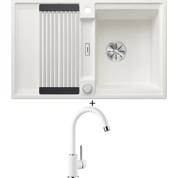 Granitový dřez SET Blanco ADIRA 45 S bílá s excentrem 527589 + Blanco MIDA bílá 519418